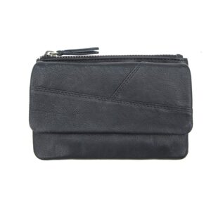 Black Leather Pouch with Keychain