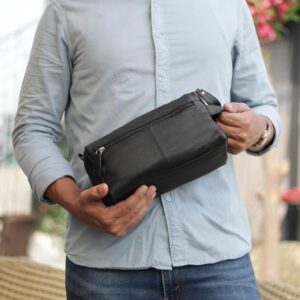 Leather Wash Bag with Double Zipper 917 (2)