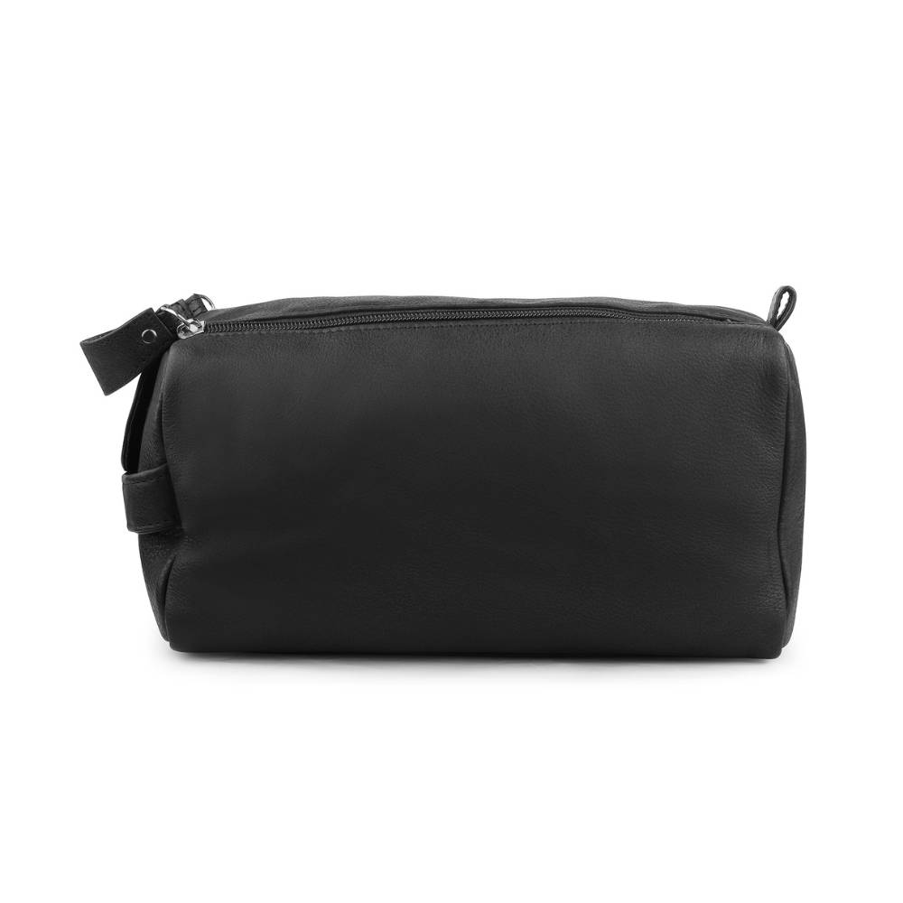 Leather Wash Bag with Double Zipper - Black 917 (3)
