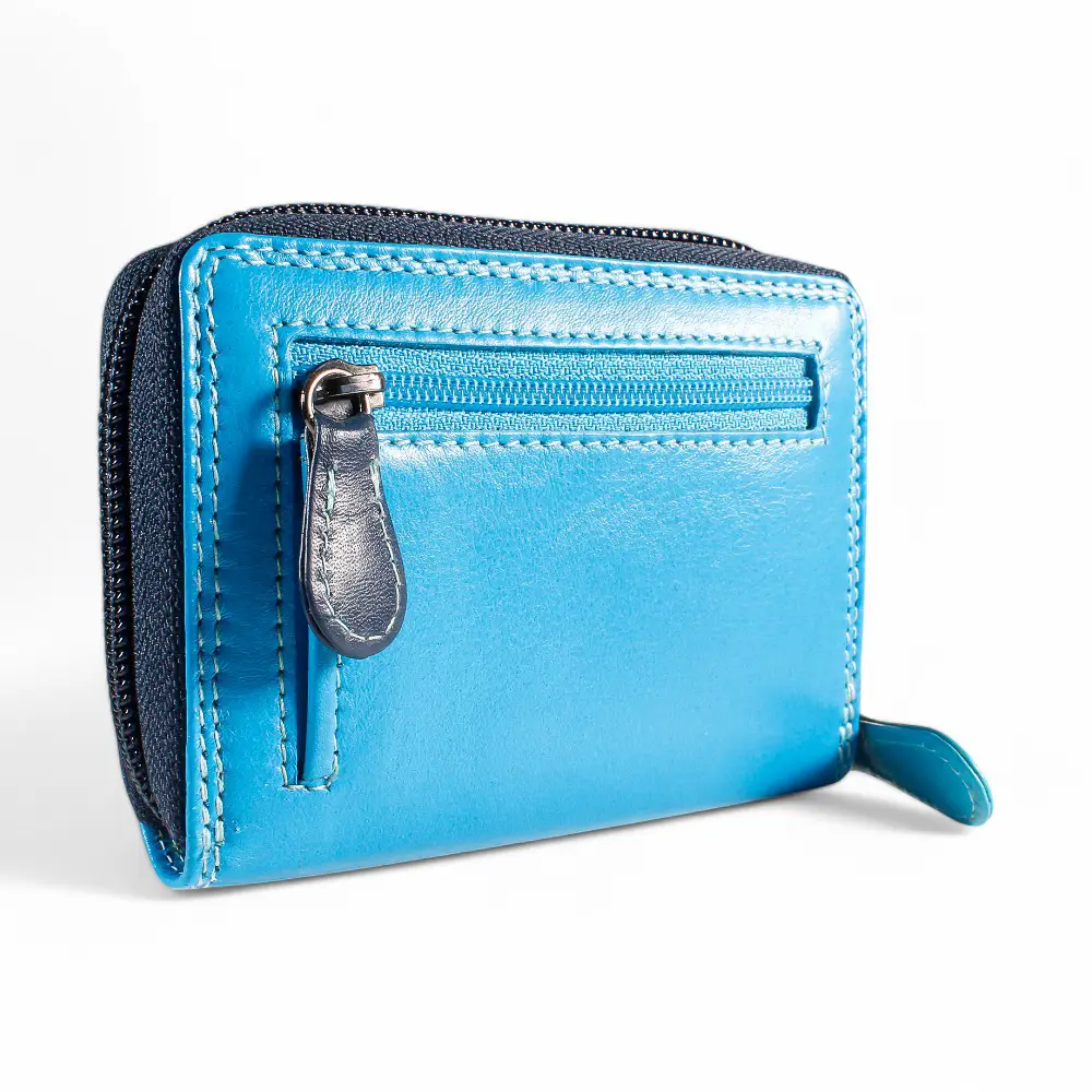 Leather Zip Around Purse - Pippa London Blue 6091-02