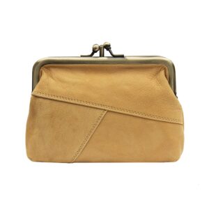 Mustard Clip Top Leather Purse