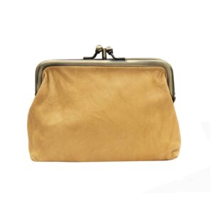 Mustard Clip Top Leather Purse back view