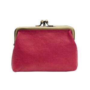 6500-r-w2.jpg Rhubarb Clip Top Leather Purse buttery soft leather