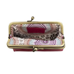 6500-r-w4.jpg Rhubarb Clip Top Leather Purse open view