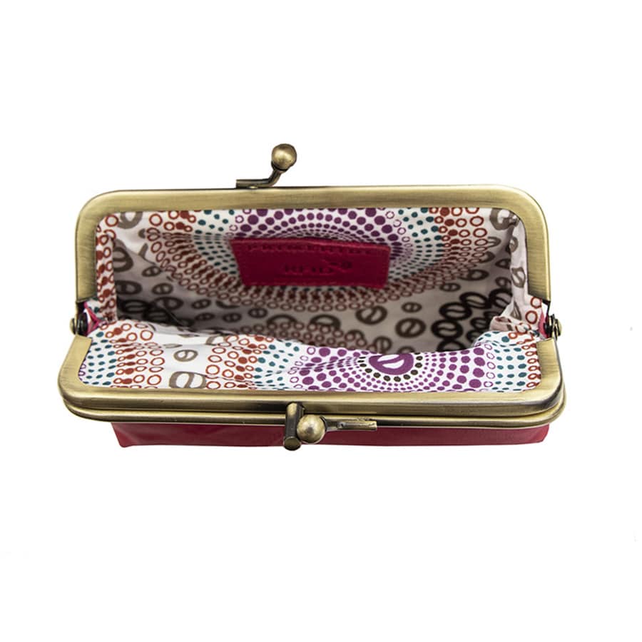 6500-r-w4.jpg Rhubarb Clip Top Leather Purse open view