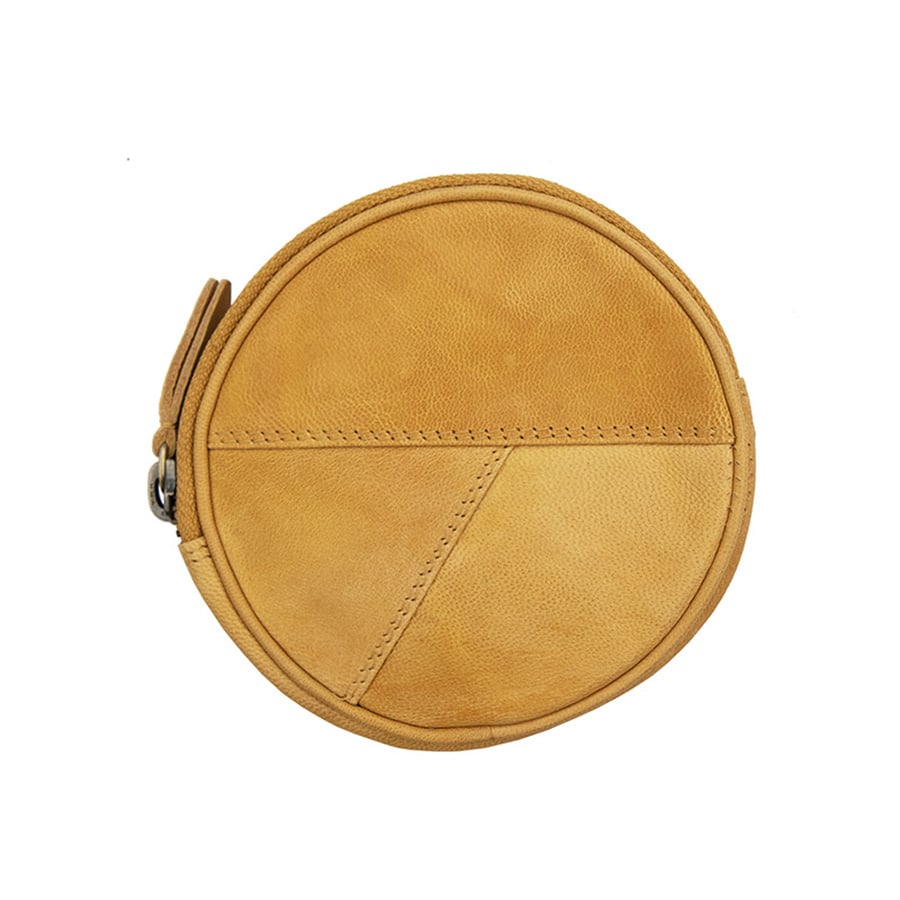 Yellow Round Zipped Coin Pouch