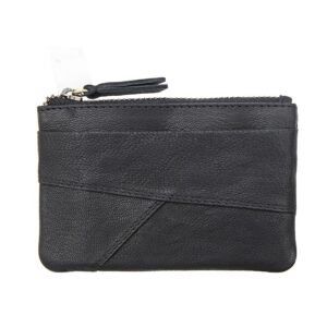 Black Leather Pouch | RFID Secure | Zip Purse & Keyring