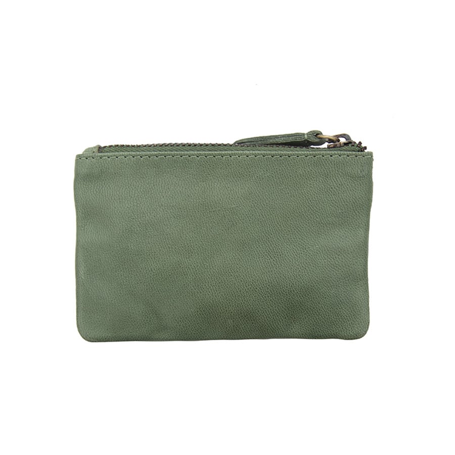 Sage Leather Pouch | RFID Secure | Coin Purse & Keyring, back