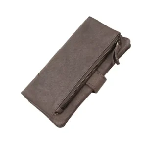 Soft Brown Leather Bifold Purse back zipped pocket