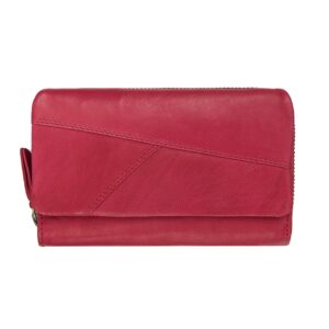Pink Soft Leather Trifold Purse front view