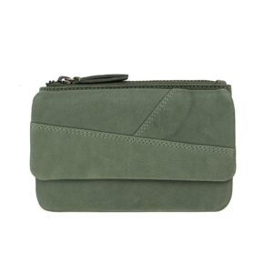 Green Leather Pouch with Keychain | RFID Secure