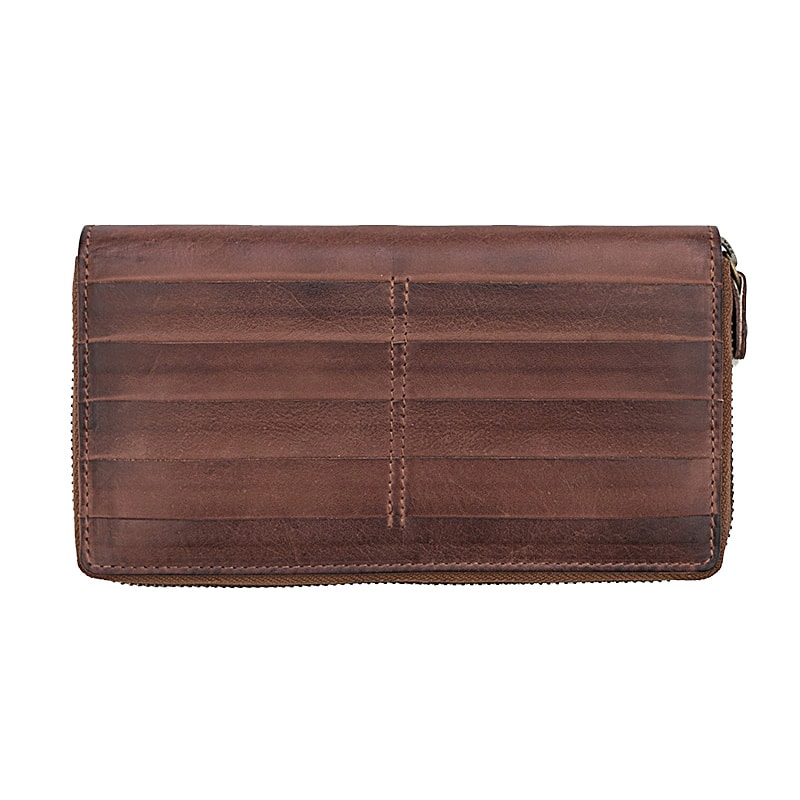 Ridgeback Zip Around Leather Purse Brown