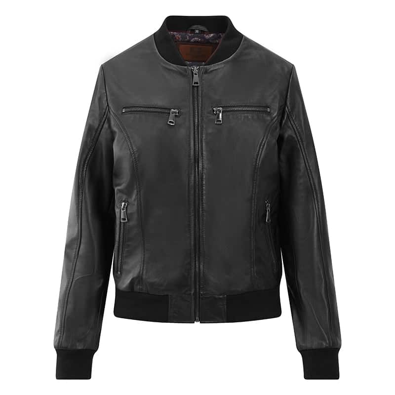 Leather Bomber Jacket Gabby Black