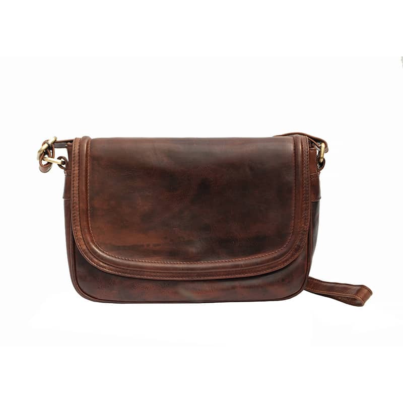 Roma Flapover Crossbody Bag Brown