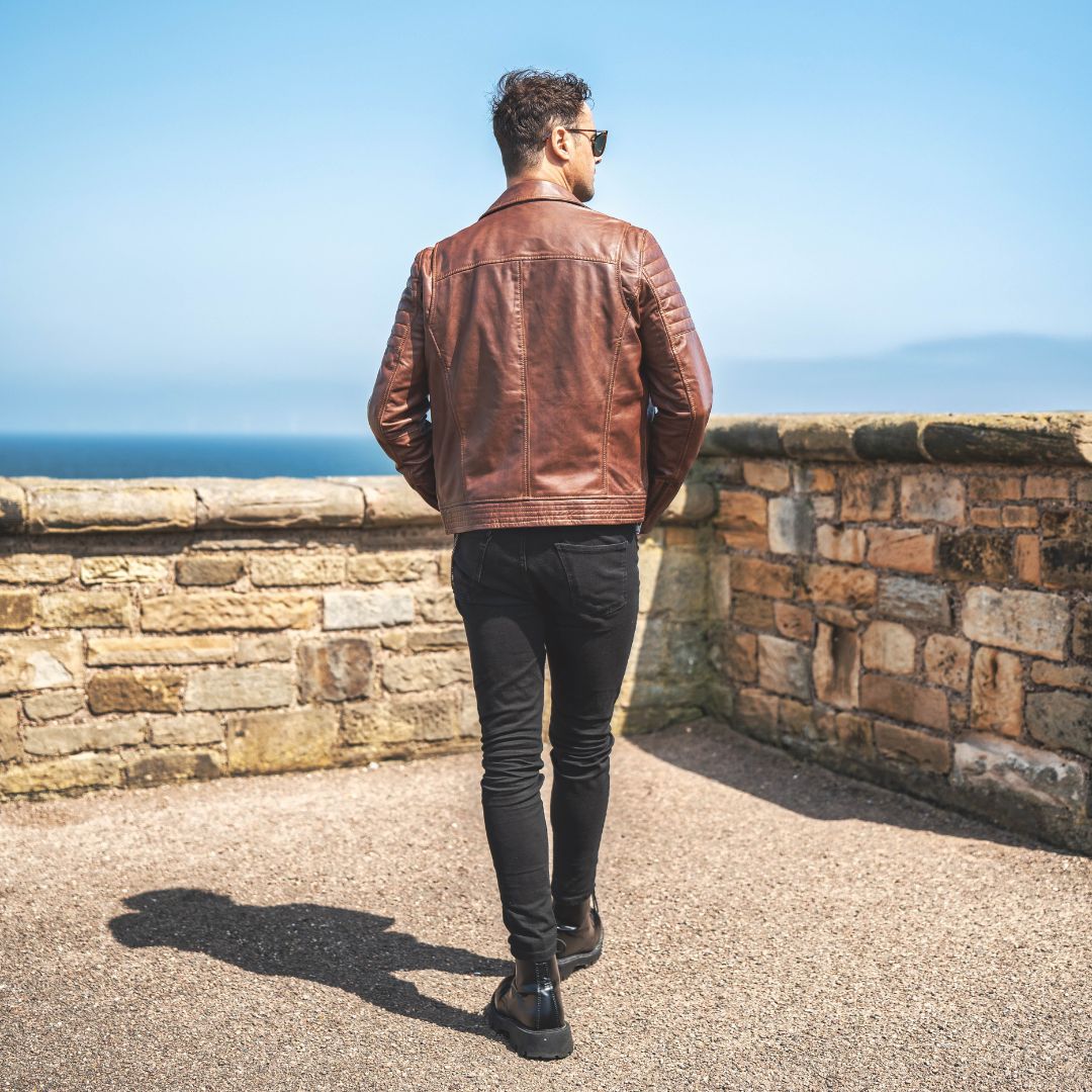 Biker Leather Jacket Albert Cognac