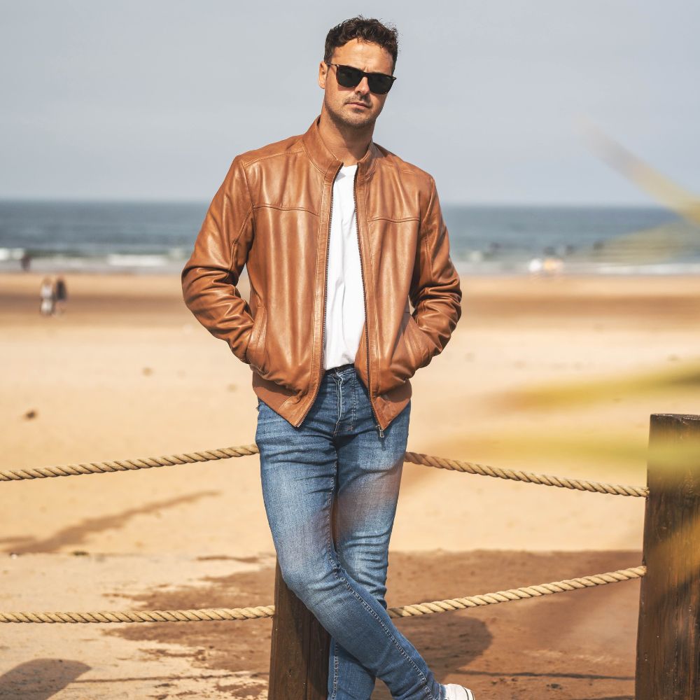 Bomber Leather Jacket Jack Tan