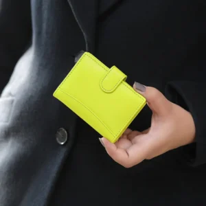 Lime Compact Leather Credit Card Holder 5