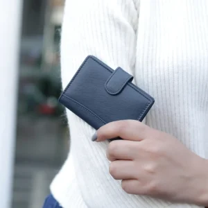 Navy Slim Soft Leather RFID Card Holder 6