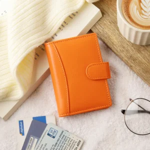 Orange Compact Leather Credit Card Holder 5