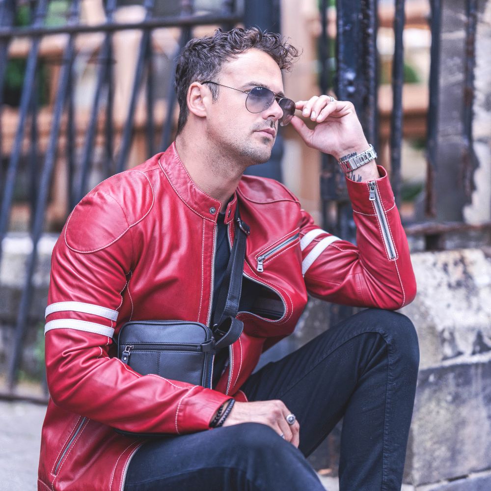 Racer Leather Jacket Fred Red