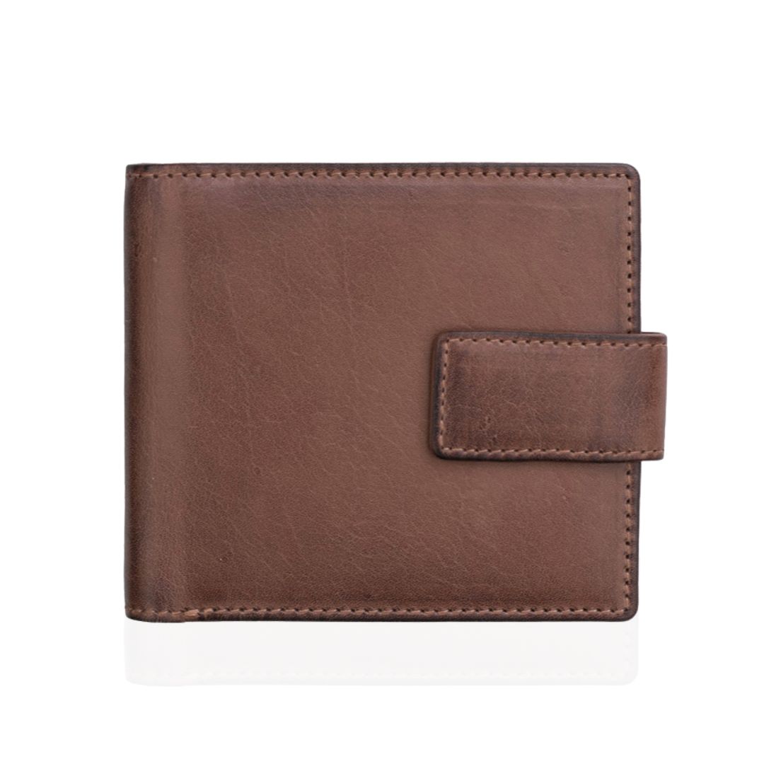 Ridgeback Bifold Leather Wallet With Large Coin Pocket Brown