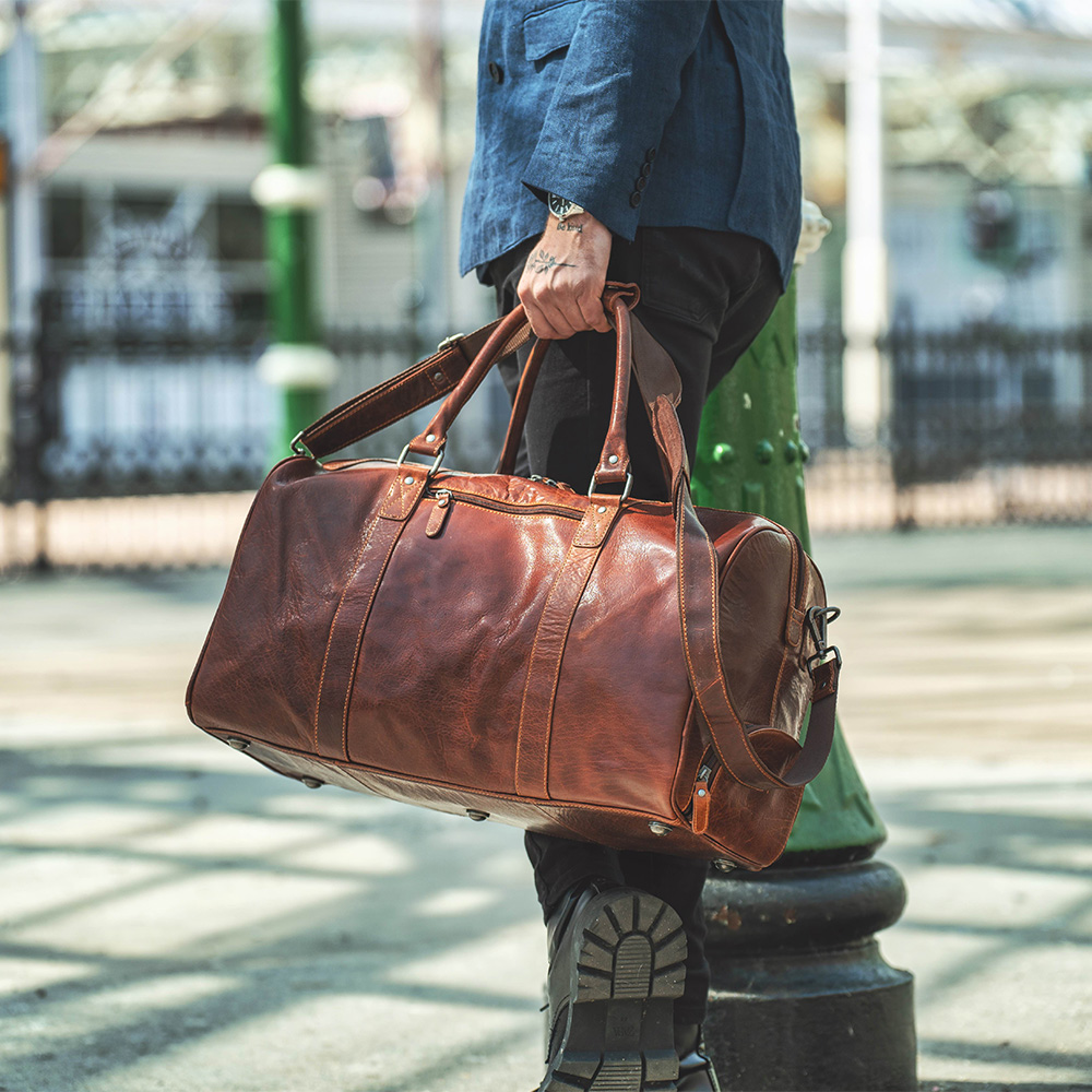 Roma Leather Duffle Bag With Shoe Section