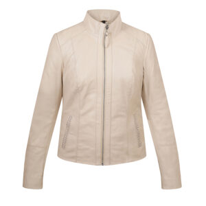 Women's Cream Leather Jacket - Reilly 1