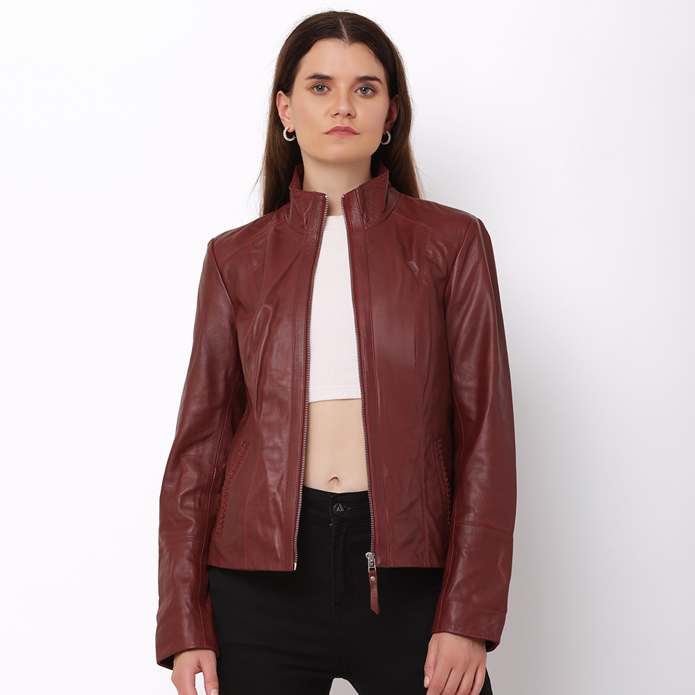 Women’s Plum Leather Jacket Reilly 6156 -5