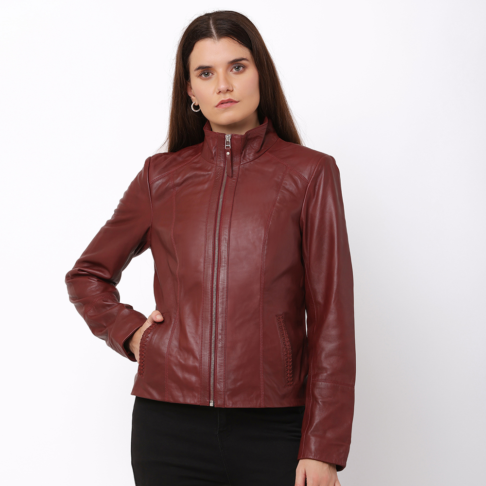 Classic Leather Jacket Reilly Plum