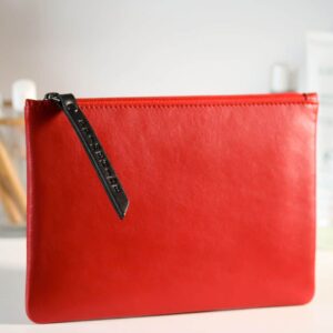 PRIMEHIDE Leather Zip Pouch Red 702 - 703