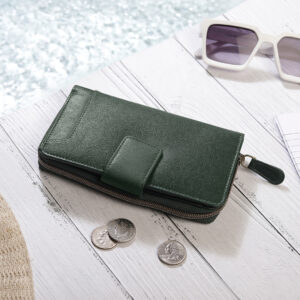 Green Velura Large Zip Around Purse 21951 - 1