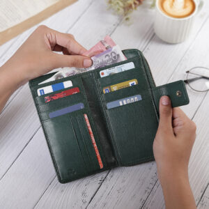 Green Velura Large Zip Around Purse 21951 -2