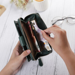 Green Velura Large Zip Around Purse 21951 -4