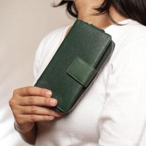 Green Velura Large Zip Around Purse 21951 -5 The Velura Large Green Zip Around Purse is crafted from Genuine Leather