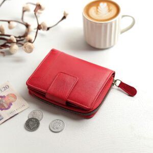 Red Medium Zip Around Tri Fold Purse 21952-1