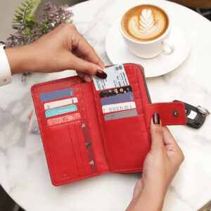 Red Velura Large Zip Around Purse 21951 -4