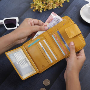 Yellow Medium Zip Around Tri Fold Purse 21952-2