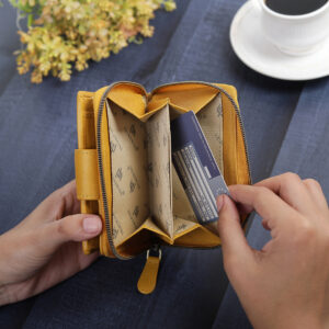 Yellow Medium Zip Around Tri Fold Purse 21952-4