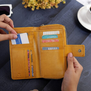 Yellow Velura Large Zip Around Purse 21951 -3