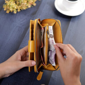 Yellow Velura Large Zip Around Purse 21951 -4