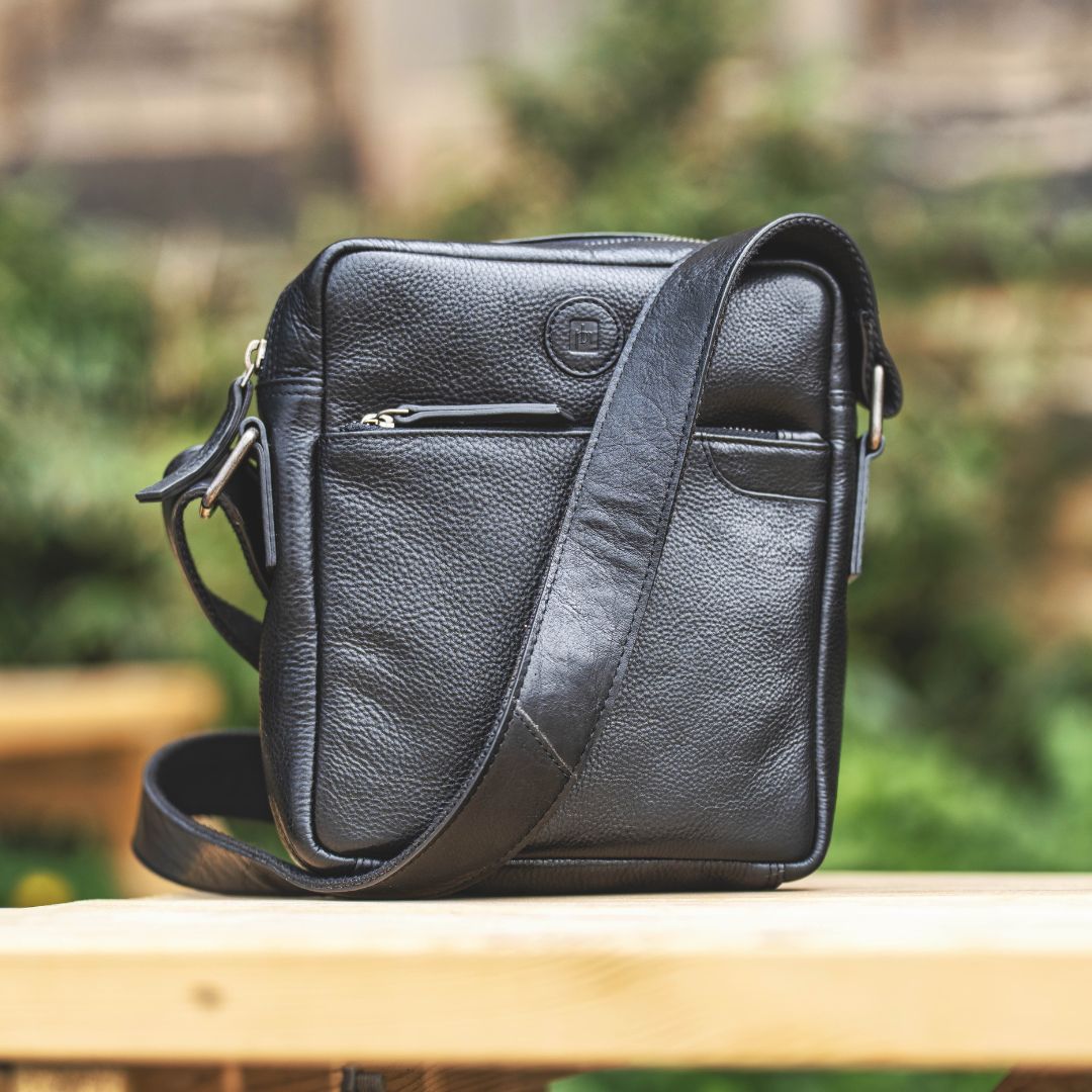 black leather bag for men