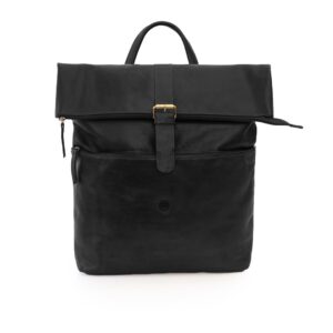 Orion Black Rolltop Rucksack 2001BLK -09 Black leather roll top backpack