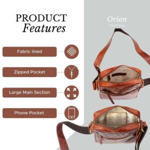 Orion Flight bag product features: Fabric lined, zipped pocket, large main section, phone pocket