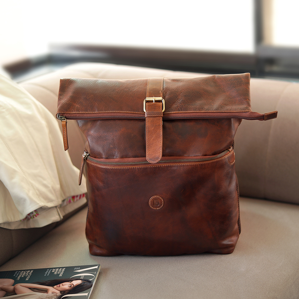 Orion Leather Backpack 2001COG -6 Brown Leather Backpack