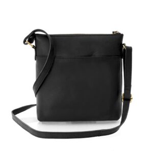PRIMEHIDE Rica Crossbody Bag 1567BLK-3 Back view of a black leather crossbody bag with a convenient slip pocket at the back for easy access.