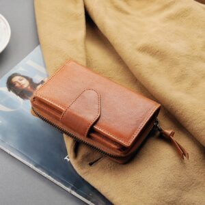 Brown leather purse for women