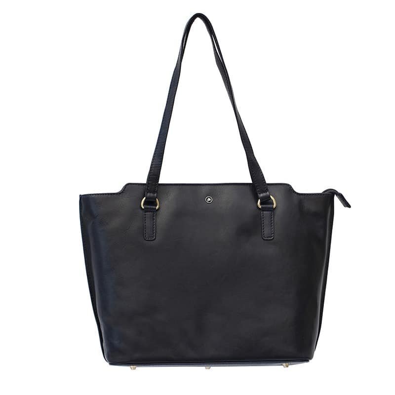 Navy Leather Tote Bag