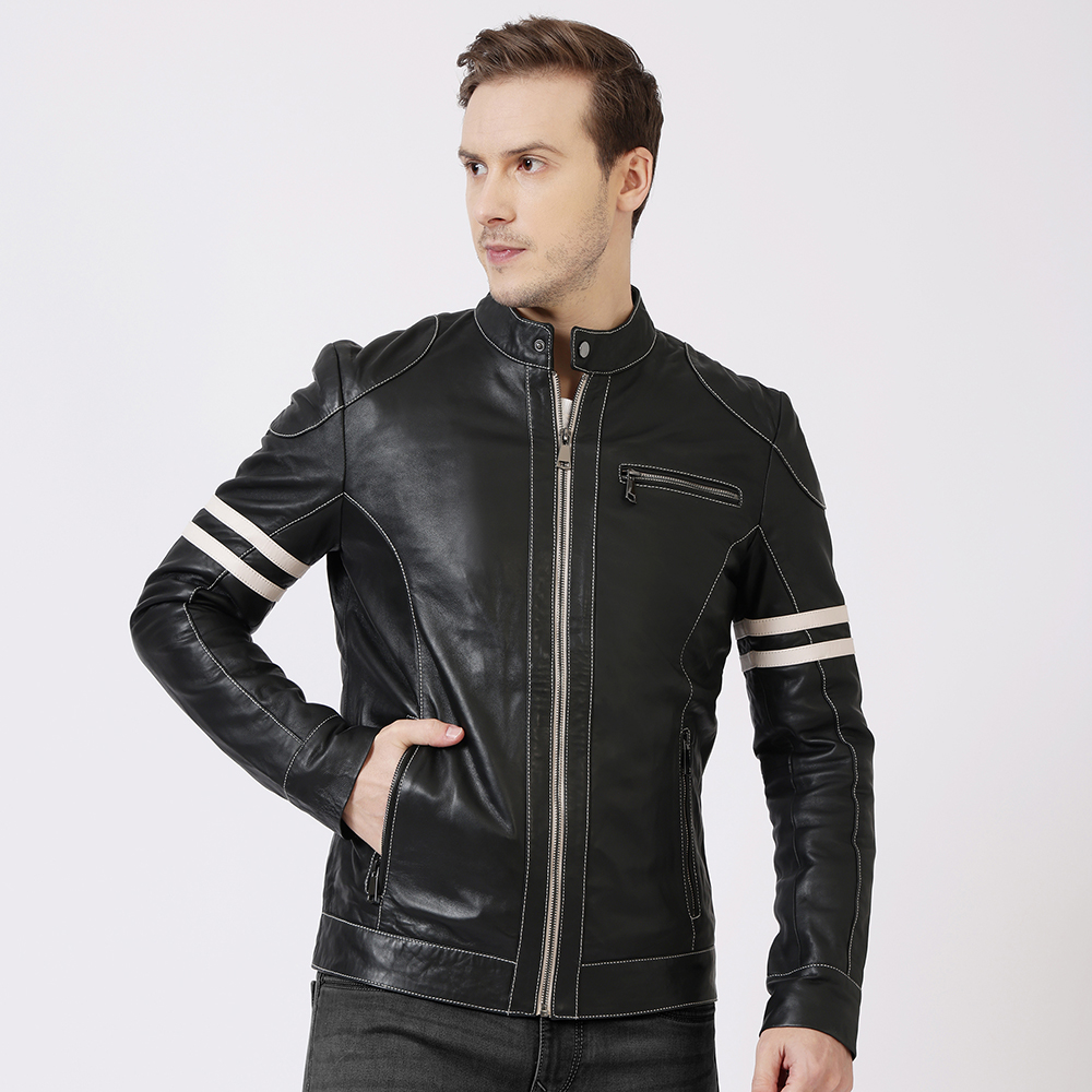 Racer Leather Jacket Fred Black