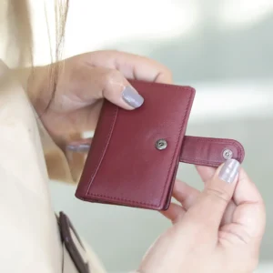 Burgundy Slim Soft Leather RFID Card Holder 6