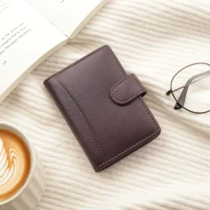 Dark Burgundy Slim Soft Leather RFID Card Holder 5